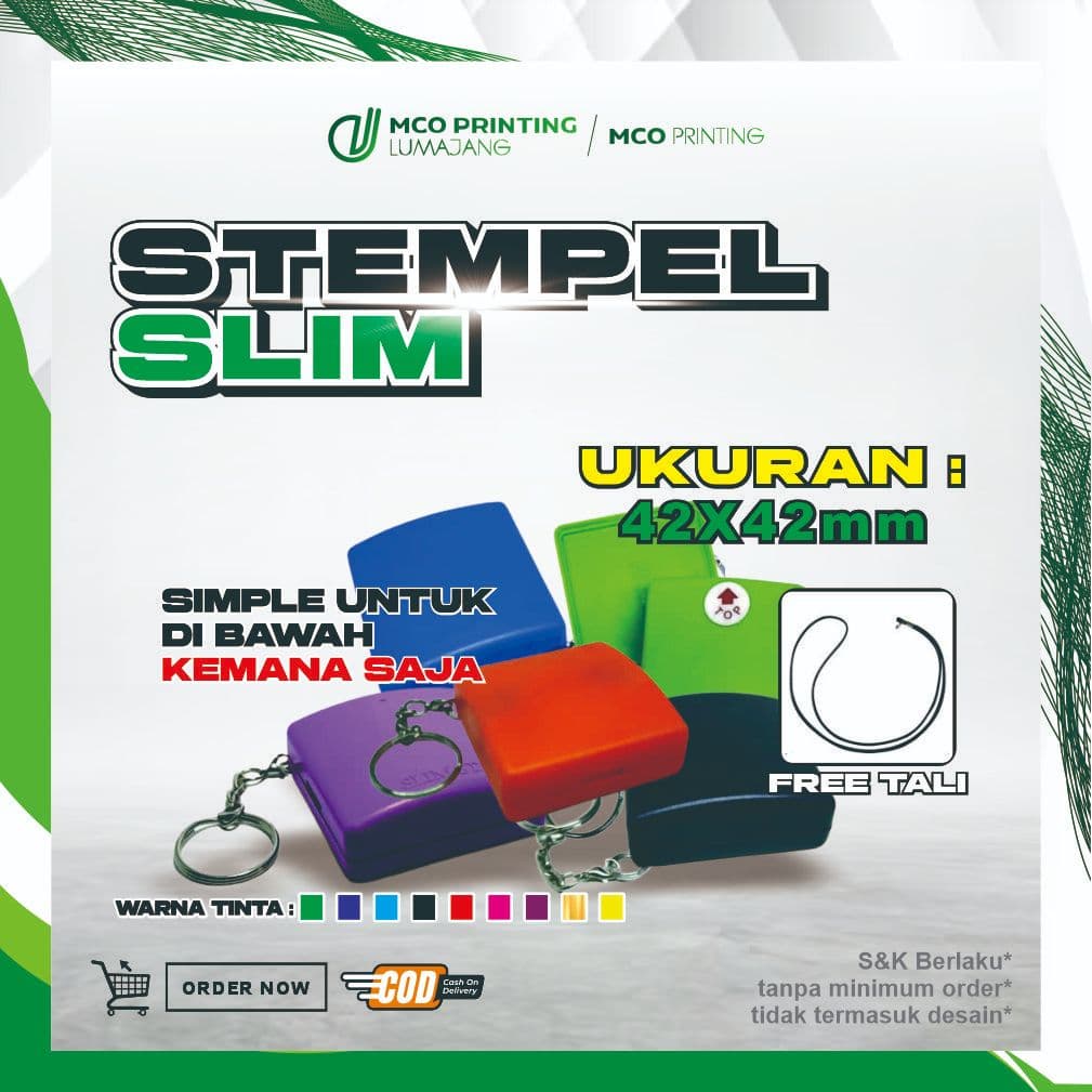Stempel Flash Warna Otomatis gagang Slim Tipis Ganci ukuran 42x42mm